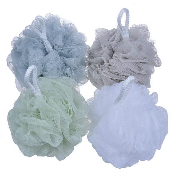 Estbridge 4 Pack Large Mesh Loofah Sponge Bath Pouf Puff Shower Mesh Shower Pouf for Women and Men Multicolor