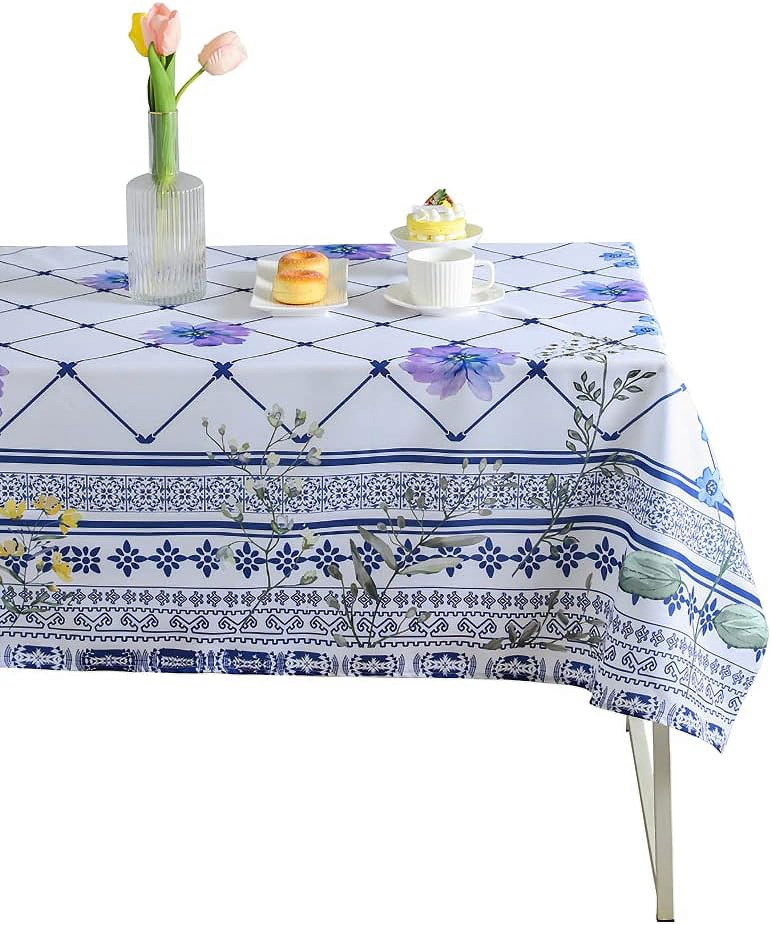 Nappe Intérieure Extérieure Résistante aux Taches et aux Plis en Polyester, Nappe Rectangulaire à Motif Floral, Housse de Table Décorative pour Table à Manger, Buffet, Fête, Usage Intérieur et Extérieur