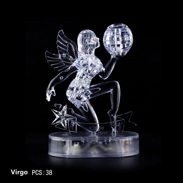 Meitianfacai Crystal Puzzle Jig-saw Clear Twelve 12 Astrolog Flash LED Light