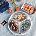 thumbnail image 2 of Shisuyan 3Pcs Round Stainless Steel Dinner Tray Separation Plates Fast Food Plate Rice Dishes Silver (20cm, 3 Grids), 2 of 9