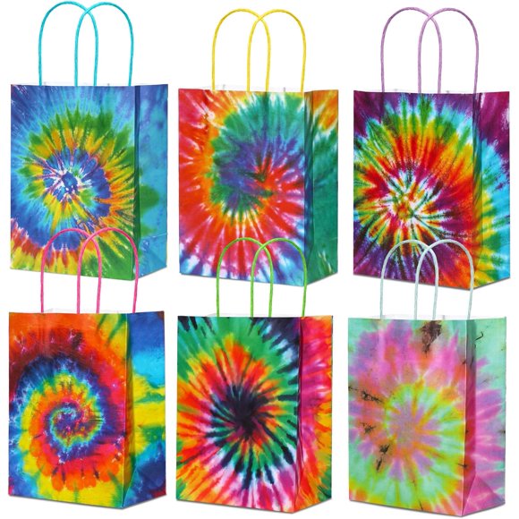 24 Pcs Tie Dye Party Favor Bags Camouflage Treat Goodie Retro Gift Bags Colorful Rainbow Tie Dye Paper Accessories Party Favor Decoration Supplies for Birthday Christmas