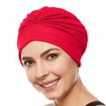 thumbnail image 1 of Beemo Bonnet de Bain pour Femmes Turban Doublé en Polyester Latex Plissé pour Femmes et Filles Cheveux Longs/courts - Rouge, 1 of 1