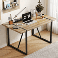 thumbnail image 2 of Noble House 55 inch minimalist retro rectangular wood grain dining table,Black,Wood, 2 of 10