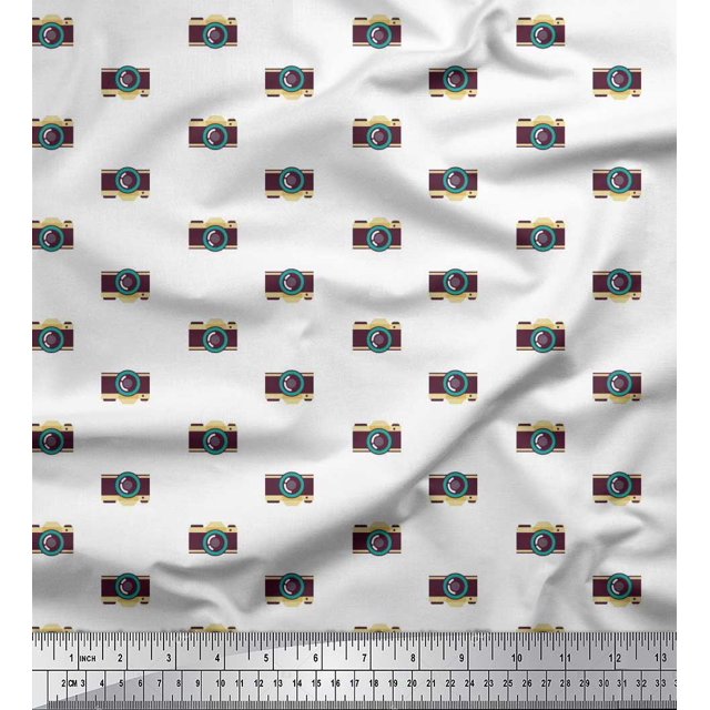 Soimoi Viscose Chiffon Fabric Camera Shirting Printed Craft Fabric by The Yard 42 Inch Wide