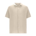 thumbnail image 5 of Kaemgyyd Mens Button down Shirt Lightweight Summer Beach Vacation Tops Casual Loose Textured Solid Color Half Sleeve Tee, 5 of 5