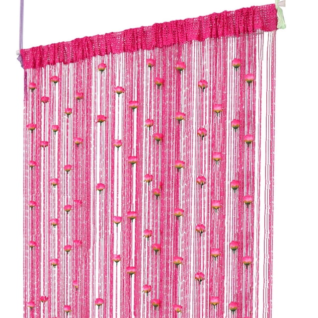TIELUTT Rose Thread Door Curtain 2024 39x79 Inch String Curtain with Roses Room Divider Decoration Light Curtains 84 Rosette Curtains with Tiebacks Curtains Darkening Panels for Windows Shirt Curtains