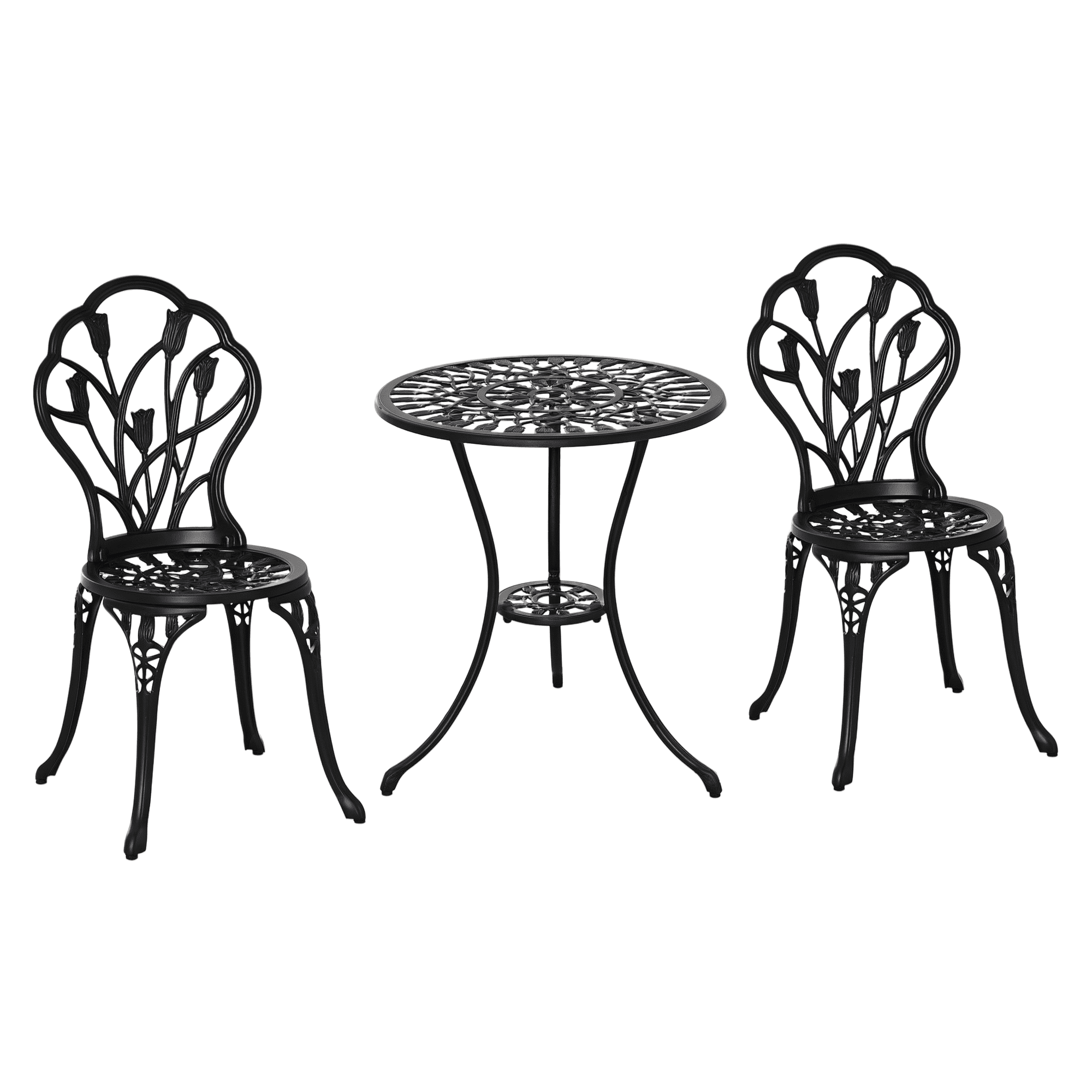 Outsunny Ensemble Bistro de Patio 3 Pcs pour Balcon, Noir