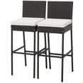 thumbnail image 2 of Costway 2 PCS Patio Wicker Barstools Bar Height Chairs W/ Cushions Backyard Off White, 2 of 9