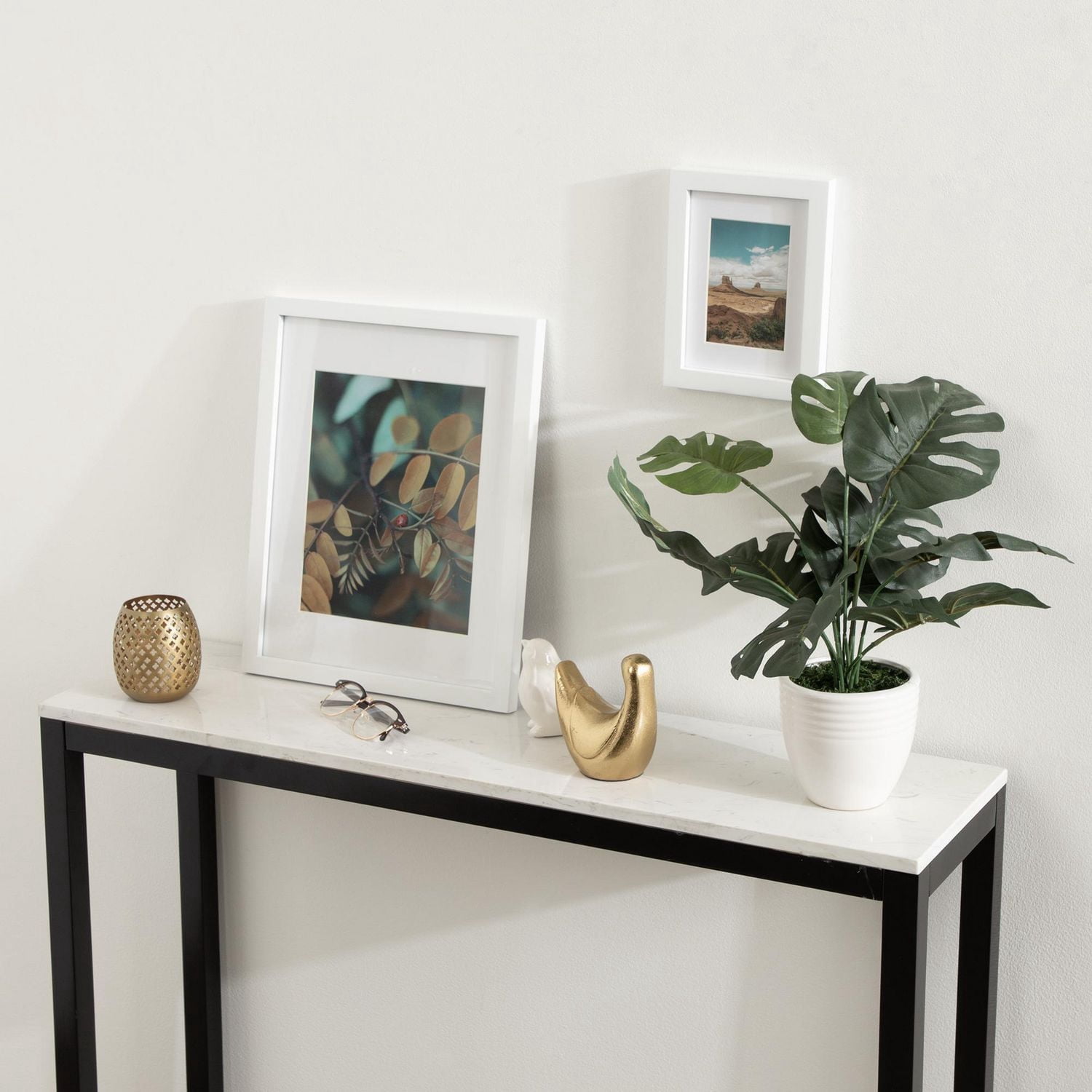 Cadre photo blanc galerie DesignOvation 12,7 cm x 17,8 cm avec passe-partout de 8,9 cm x 12,7 cm