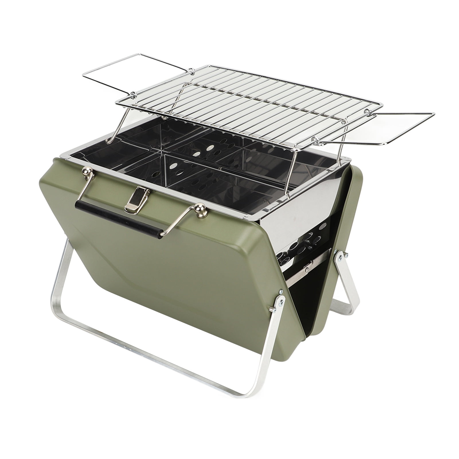 Portable Charcoal BBQ Grill, Lightweight Barbecue Grill Tool, All in One Barbecue Grill Metal Small BBQ Smoker for Camping Outdoor Cooking Backyard Picnic