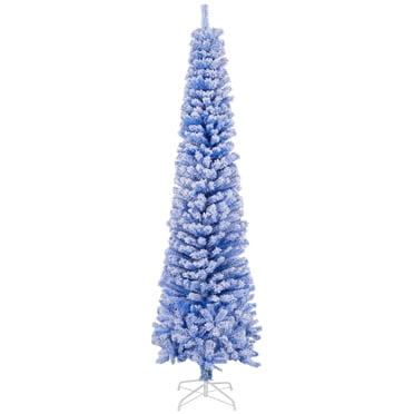 HOMCOM Snow Flocked Pencil Christmas Tree Slim Artificial Christmas Tree