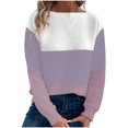 thumbnail image 1 of Timegard Tops for Women Lightweight Drop Shoulder Sweaters Crewneck Long Sleeve Pullover Tops Block Color, 1 of 9