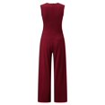 thumbnail image 4 of Combinaison Sans Manches Unie à Taille Haute pour Femmes avec Poches, Décontractée, Jambe Grand, Ample et Grand, Barboteuse, Robe Maxi, 4 of 8