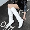 thumbnail image 4 of Babysbule Chaussures pour Femmes en Liquidation, Bottes Hautes à Enfiler pour Femmes à Talon Carré de Couleur Unie, Bottes Hauteur Genou à Bout Rond, 4 of 7