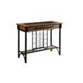 thumbnail image 1 of 19" X 53" X 41" Walnut Black Metal Wood Glass Bar Table, 1 of 1