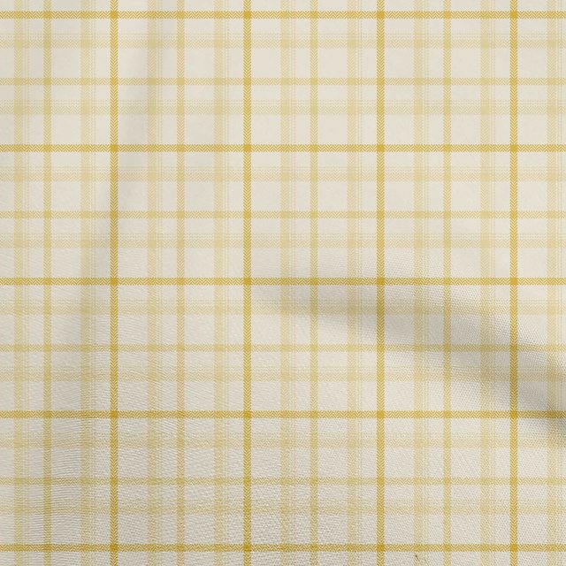 oneOone Cotton Silk Yellow Fabric Check Sewing Craft Projects Fabric Prints By Yard 42 Inch Wide