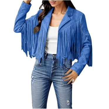2025 Women Fringe Womens Casual Fall Jackets Jackets Womens Turtleneck Hoodie Jackets Sleeve Casual Tassel Motorcycle Cropped