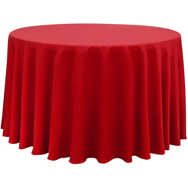 ORUYROP 210GSM Round Table Cloth, Oil-Proof Spill-Proof and Water Resistance Microfiber Tablecloth, Decorative Fabric Circular Table Cover for Outdoor and Indoor Use (Rio Red, 120 Inch Diamete