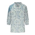 thumbnail image 4 of Pompotops Mode Femme Ample Col en V Manches 3/4 Imprimé devant Bouton Cardigan Chemise Hauts T-shirt Liquidation, 4 of 6