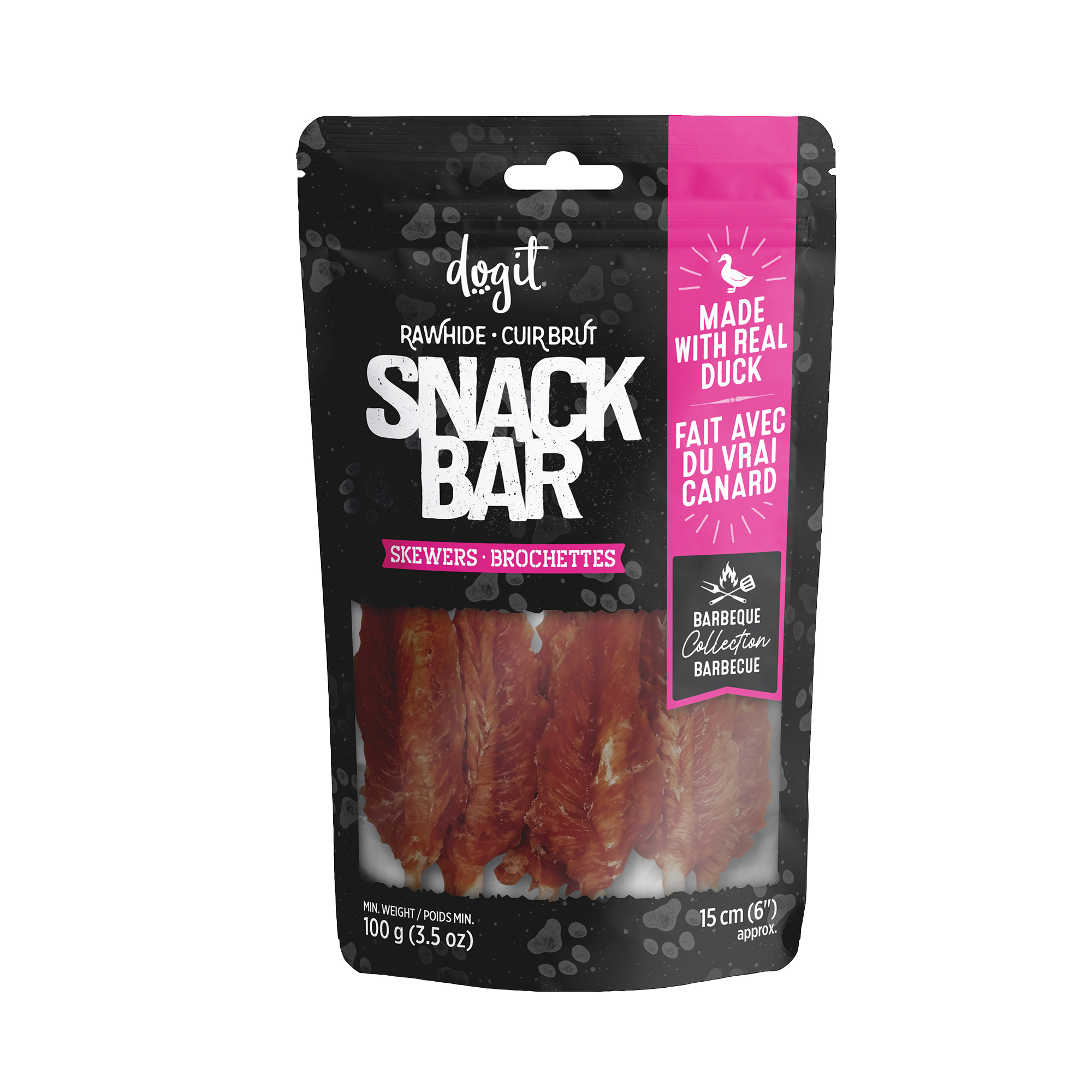Brochettes de canard et peau de bœuf Dogit Snack Bar, 15 cm (6 po), 100 G