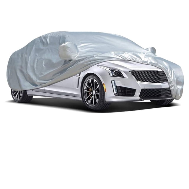 Housse de Voiture, Housse de Berline, Protection Solaire, Housse Extérieure, Imperméable, Résistante aux Intempéries, Protection UV, Pliable, Argent Universelle