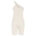 thumbnail image 4 of Mrat Board Shorts Ladies Femmes Été Uni Régulier Col Rond Sans Manches Femmes Manches Courtes une-Pièce Vêtement Femmes Demi Short Pantalon Été S-445 Blanc m, 4 of 8