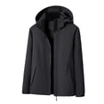 thumbnail image 2 of LSLJS Manteau pour Femme Manteau Chaud Imperméables Coupe-Vent Manteau de Pluie à Capuche Coupe-Vent Extérieur Imperméable à Capuche Manteau ( Noir, TTG), 2 of 3
