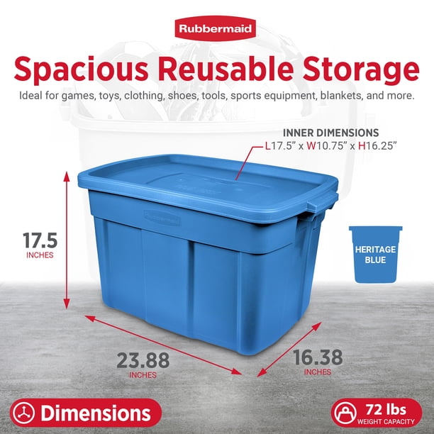 Rubbermaid Roughneck Tote 18 Gallon Storage Container, Heritage