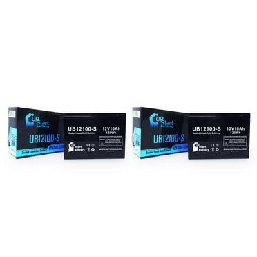2x Pack - iZip Trailz AL Battery Replacement - UB12100-S Universal Sealed Lead Acid Battery (12V, 10Ah, 10000mAh, F2 Terminal, AGM, SLA)