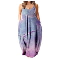 thumbnail image 1 of Women Summer O-Neck Print Sleeveless Plus Size Pullover Long Dresses Spaghetti Strap Long Maxi Dress with Pockets, 1 of 4
