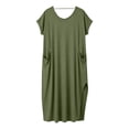 thumbnail image 5 of Neewe Robe T-Shirt Décontractée pour Femme Grande Taille à Col en V à Manches Courtes Robes Évasées Fête d'Anniversaire Été Voyage Plage avec, 5 of 5