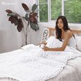 thumbnail image 2 of Comtest Chunky Knit Throw Blanket Chenille, White, 47"x71"(Home Size), 2 of 6