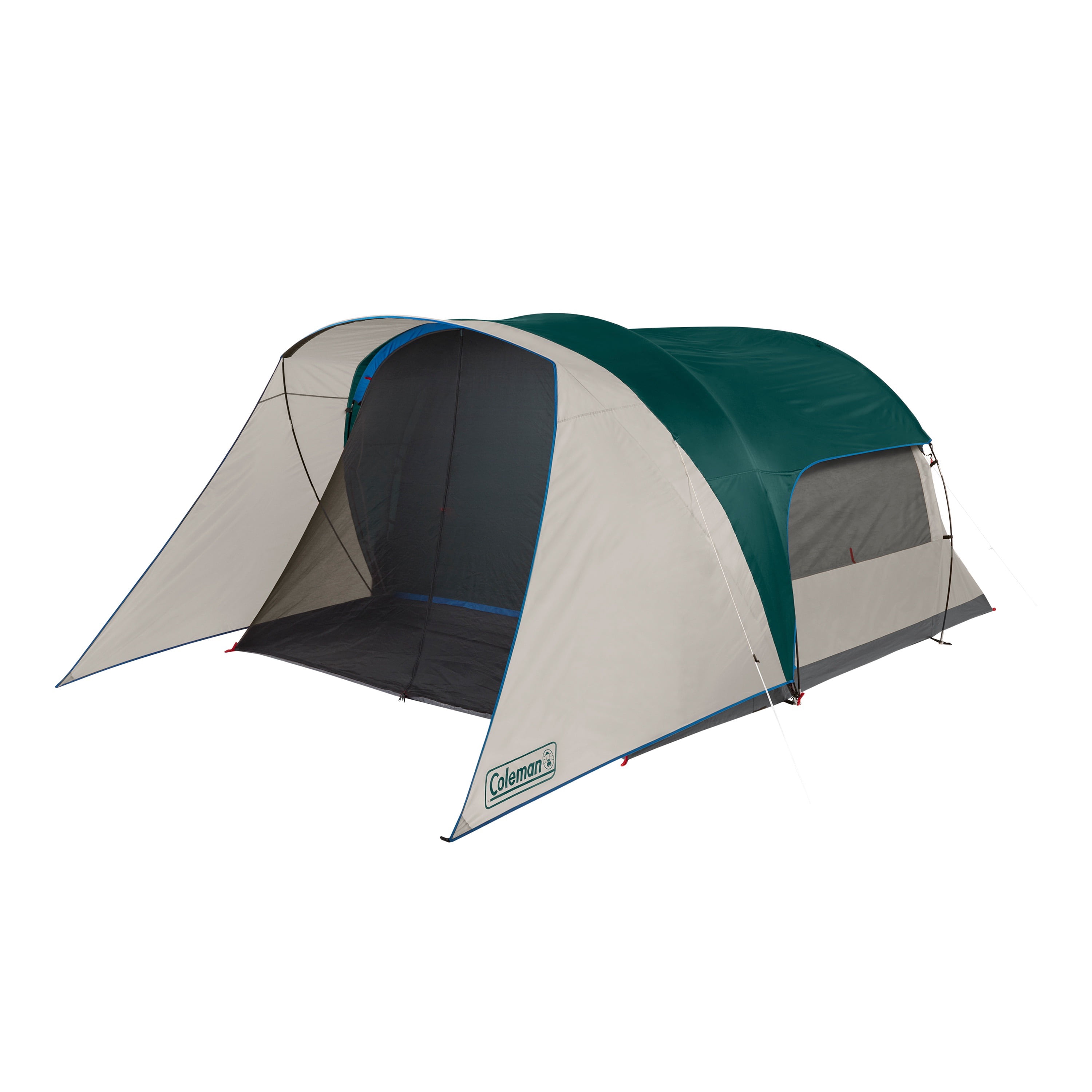 Coleman Cabin Camping Tent with Screen Room | 6 Person Cabin Tent with Screened Porch, Evergreen