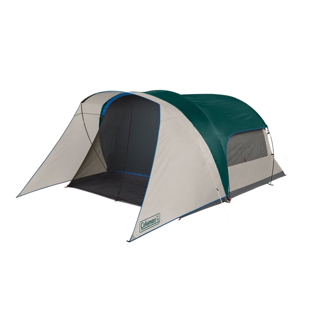 Coleman Cabin Camping Tent with Screen Room | 6 Person Cabin Tent with Screened Porch, Evergreen