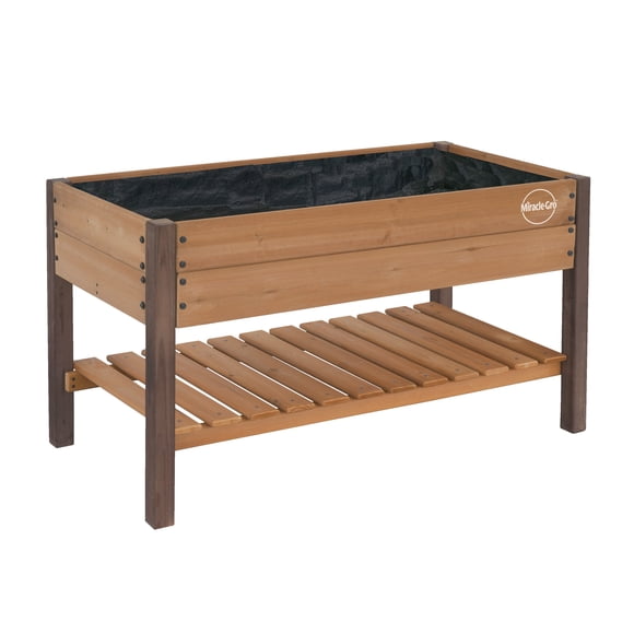 Miracle-Gro 2 x 4 x 2.3 ft Wrangler Brown/Cordova Brown Wood Raised Garden Planter With Shelf