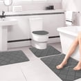 thumbnail image 4 of Dvkptbk Memory Foam Bath Mat 4 Set Bathroom Rugs For 4 Pcs Toilet Mats Universal Soft Comfortable Water Absorption Non-Slip Thick Machine Washable Easier To Dry Dark, 4 of 7