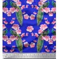 thumbnail image 1 of Soimoi Rayon Crepe Fabric Floral & Peacock Bird Decor Fabric Printed Yard 46 Inch Wide, 1 of 3
