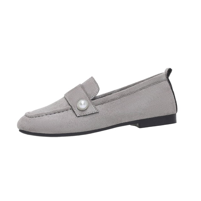 Mocassins Gris pour Femmes avec Semelle Plate, Bout Rond, à Enfiler, Design Uni pour un Usage Décontracté Intérieur/extérieur au Printemps et à l'Automne, Taille 42