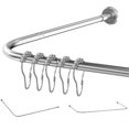 thumbnail image 1 of Corner Shower Curtain Rod 47.2" X (55"-71") Shower Curtain Rod, Convertible U and L Shaped Shower Curtain Rod for Bathroom, 6 Splice Sizes with 24 Stainless Steel Shower Rings, 1 of 8