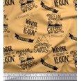 thumbnail image 1 of Soimoi Orange Poly Georgette Fabric Dream Chaser Text Printed Fabric 1 Yard 52 Inch Wide, 1 of 5