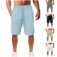 thumbnail image 1 of JDQJBZ Short en Lin Décontracté pour Homme à Rayures Imprimées, Cordon de Serrage, Poche, 5 Pouces, Short d'Été, 1 of 5