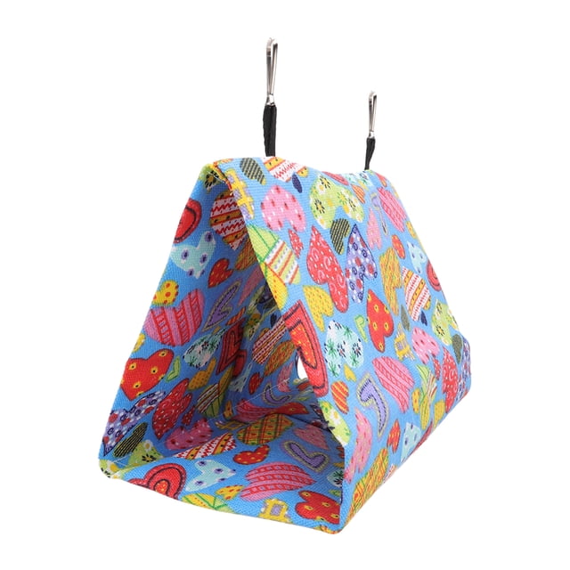 Bird Hanging Bed, Triangular Comfortable Playing Parrots House Colorful With Hooks For Lovebird For Pet Cage 25x15x18cm