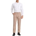 thumbnail image 2 of INSPIRE CHIC Pantalon pour Homme à Carreaux Bal Formel Coupe Régulière Pantalon de Complet 38 Kaki, 2 of 7