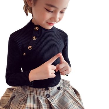 Chemise Mode à Boutons en Coton pour Fille à Manches Longues / Noir / 2T