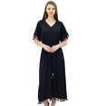 thumbnail image 2 of Bimba Robe Kaftan Longue en Rayonne pour Femme avec Pompon, Designer Chic, Maxi Caftan, 2 of 9