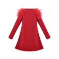 thumbnail image 2 of Robe Fille Noël Rouge Renne Col Rond Évasée Manches Longues 3 Ans, 2 of 5