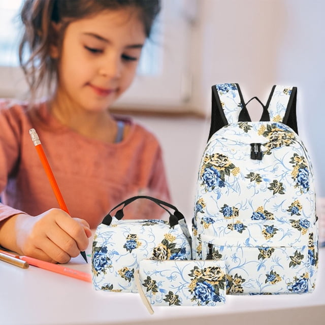 Vaidha Leisure Backpack Three Piece Set Large Capacity Student Backpack Backpack Floral Backpack Girl Backpack Suitable For School Travel And Going Out