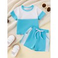 thumbnail image 2 of Gupgi Baby Boys Summer Shorts Sets Short Sleeve Contrast Color T-Shirts and Drawstring Shorts, 2 of 9