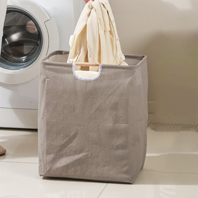 Foldable Waterproof Canvas Laundry Basket with Handles for Bathroom Bedroom Storage Organizer