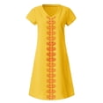 thumbnail image 4 of GZWYHT Robes d'Été, Robes pour Femmes 2025 Style d'Été pour Femmes Col en V Imprimé Coton et Décontracté Grande Taille Robe pour Dames Robes Midi, Robes en Lin, Robe Jaune, Commodes en Liquidation L, 4 of 5